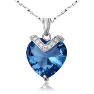 RENSINO Custom High Quality Necklace Pendant Fashion Jewelry Heart Sapphire Korea For Girl Custom Logo Shenzhen Brass CLASSIC Mascot