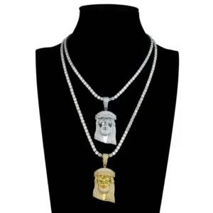 RENSINO Custom Hiphop High Quality Gold Plated 925 Silver Mossanite Jewelry Jesus Piece Iced Out Moissanite Pendant for Tennis Chain