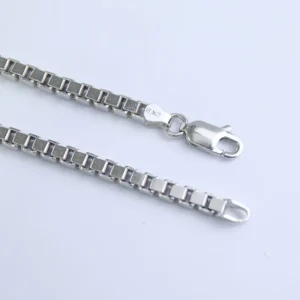 RENSINO Custom Hiphop Necklace Chain Rhodium Plated Necklaces for Men 925 Sterling Silver Jewelry Silver Box Chain