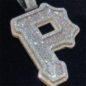 RENSINO Custom Iced Out Moissanite Initial Letter Pendant 925 Sterling Silver Moissanite Diamond Moissanite Pendant