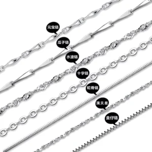 RENSINO Custom Italian Pure 925 Sterling Silver Chain Necklace With All Style Size