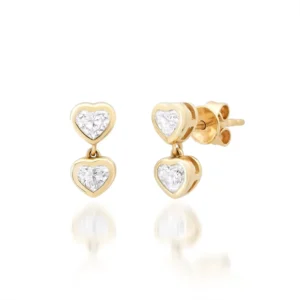 RENSINO Custom Jewellery Fashion Silver 925 Double Bezel Setting Heart Drop Stud Earring