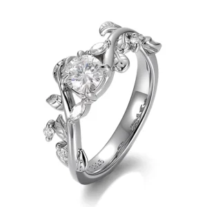 RENSINO Custom Jewelry 925 Sterling Silver Diamond Ring Main Stone 1CT Round Shape IGI Certified Lab Diamond for Valentine’s Day Gift