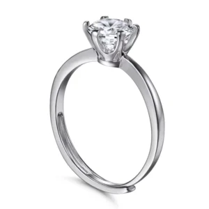 RENSINO Custom Jewelry 925 Sterling Silver Ring 18K Gold Plated Zircon or Moissanite Adjustable Size Women Pure Silver Ring