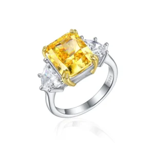RENSINO Custom Jewelry 925 Sterling Silver Ring 18K Gold Plated for Women for Party Engagement Rings with High 5A Zircon