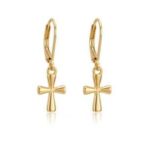 RENSINO Custom Jewelry Fashion Earrings 925 Sterling Silver Gold Plated Waterproof Ear No Fade Cross Hoop Earring For Women