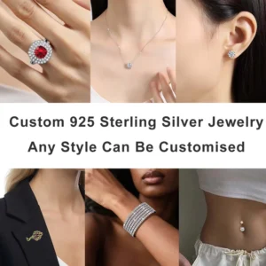 RENSINO Custom Jewelry Manufacturer Design Logo Style Size Moissanite Rings 925 Silver Rose Gold Plated Factory