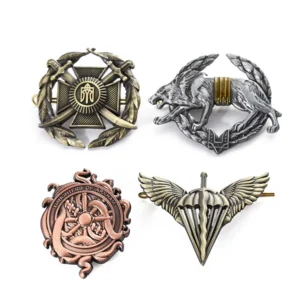 RENSINO Custom Lapel Pins Silver Brass Copper Plated Hollow Embossed Logo Metal Zinc Alloy 3D Designer Brooches