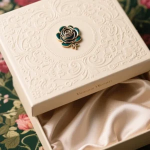 RENSINO Custom Logo Embossed Floral Rigid Gift Boxes with Silk Insert Luxury Jewelry Packaging Box