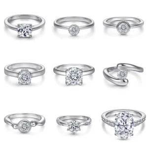 RENSINO Custom Logo OEM ODM Supplier 925 Silver Jewelry Manufacturer Round Brilliant Cut Rhodium Plated White Zirconia Ring