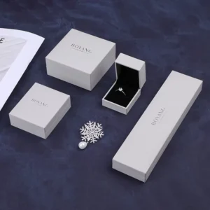 RENSINO Custom Logo White Cardboard Paper Bracelet Necklace Ring Jewelry Packaging Box