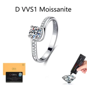RENSINO Custom Made Bespoke 925 Sterling Silver Ring Dazzling 0.5 Ct D VVS Moissanite Female Ring