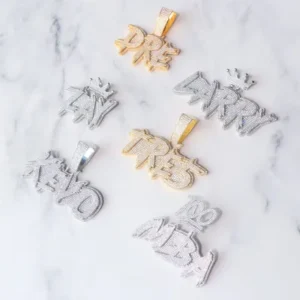 RENSINO Custom Men Hip Hop Style Iced Out VVS Mossanite Moissanite Multi Layer Initial Letter Pendant Necklace in 925 Sterling Silver