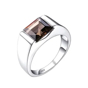 RENSINO Custom Men’s Jewelry Square Zircon 925 Sterling Silver Ring Man