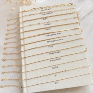 RENSINO Custom Minimalist Stainless Steel Waterproof Bracelets Paperclip Chain Herringbone Chain Rope Snake Chain