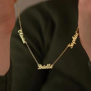 RENSINO Custom Multi Name Necklace for Mom 1 4 Customized Names 18K Gold Plated Personalized Family Names Fashion Pendant Necklaces