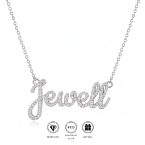 RENSINO Custom Name Moissanite Necklace 14K Gold Plated S925 Silver Valentine’s Day Anniversary Gift for Her