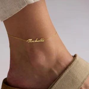 RENSINO Custom Name Stainless Steel Anklet Initial Anklet Custom Silver Anklet Personalized Anklet Custom Name Anklet