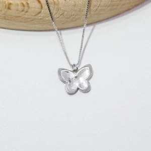 RENSINO Custom Necklace Classic Rhodium Plated Cute Sparkling Butterfly Necklace Charms 925 Silver Necklace Pendant
