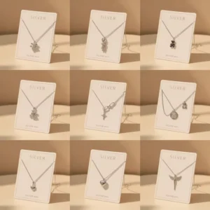 RENSINO Custom Necklace Classic Rhodium Plated Necklace Charms 925 Silver Necklace Pendant