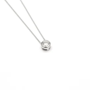 RENSINO Custom New Minimalist Round Cut D color VVS 5MM Moissanite Necklace 925 Sterling Silver For Women