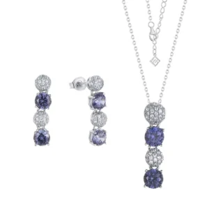 RENSINO Custom OEM Gold Plated Zircon 925 Silver Party Wedding Gift Earrings Necklace Fine Jewelry Sets for Women