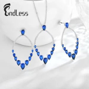 RENSINO Custom OEM Luxury Fine Jewelry Women 925 Sterling Silver Zircon Necklaces Earrings Jewelry Set For Women