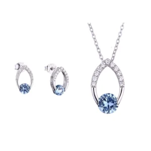 RENSINO Custom OEM Zircon 925 Silver Bridal Wedding Earrings Necklace Fine Jewelry Sets for Women Ladies