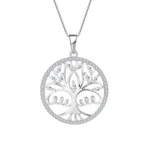 RENSINO Custom Oem 925 Sterling Silver Tree Charm Rhodium Plated 5A Zircon Necklaces Jewelry for Women