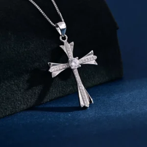 RENSINO Custom Pendant Jewelry Rhodium Plated Cubic Zirconia Cross God Pendant Charm Sterling Silver Fine Jewelry Pendant