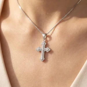 RENSINO Custom Pendant Jewelry Rhodium Plated Cubic Zirconia Cross God Pendant Charm Sterling Silver Fine Jewelry Pendant