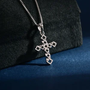 RENSINO Custom Pendant Jewelry Rhodium Plated Plain Silver Cross God Pendant Charm Sterling Silver Fine Jewelry Pendant