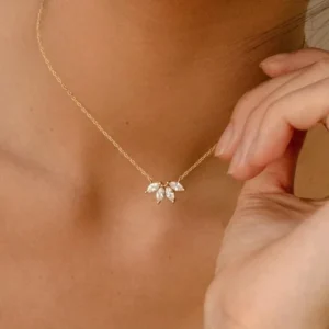 RENSINO Custom Personalised Women Jewelry 18k Gold Plated Cubic Zirconia Diamond Petal Pendant 925 Sterling Silver Necklace