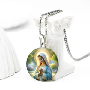 RENSINO Custom Photo Stainless Steel Round Pendant Necklace Minimalist Personalized Jewelry
