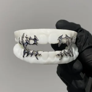 RENSINO Custom Phunk 6 on 6 Teeth Grillz 925 Silver Hiphop Grillz for Women and Men