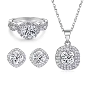 RENSINO Custom Real 925 Sterling Silver Women’ s Jewelry Set