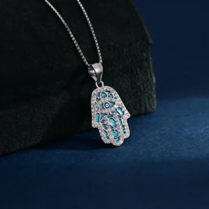 RENSINO Custom Religious Devil Eye Charm Pendant with Round Brilliant Cut Cubic Zirconia Rhodium Plated 925 Sterling Silver Jewelry