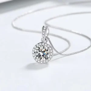RENSINO Custom Round Brilliant Cut VVS D Color Jewelry Moissanite Pendant S925 Sterling Silver Moissanite Chain