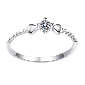 RENSINO Custom S925 Silver Plated Platinum 0.1ct Moissanite Rings for Women Heart Cut Couple Gift Wedding Band Fashion Jewelry