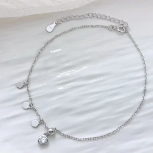 RENSINO Custom S925 Sterling Silver Anklet with Zircon and Small Discs Trendy A-N2190 for Gift Anniversary Party