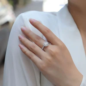 RENSINO Custom S925 Sterling Silver Moissanite Flower Ring Diamond Ring For Women Luxury Elegant Engagement Wedding Jewelry Gift Rings