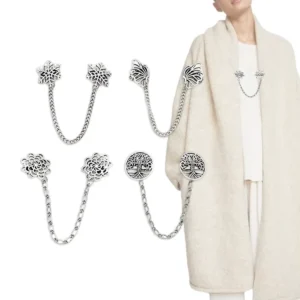 RENSINO Custom Silver Fashion Unique Cardigan Buckle Shawl Sweater Pin Brooch Clip for Clothing