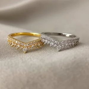 RENSINO Custom Silver Jewelry S925 Sterling Silver Engagement Wedding Rings Crushed Ice Zircon 925 Silver for Women