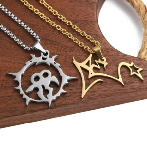 RENSINO Custom Silver Metal logo Stainless Steel Cut Pendant Necklace Gift Box Custom Necklace Jewelry for Men and Women