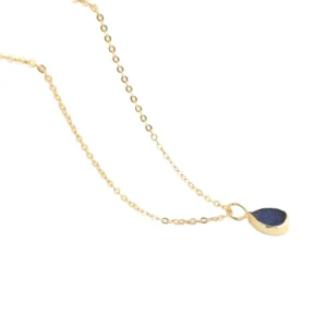 RENSINO Custom Silver Steel Necklaces for Women Lucky Blue Crystal Sugar Agate Druzy Chain Necklace Personalized Women Necklace