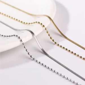 RENSINO Custom Stainless Steel Geometric Trendy Cuban Link Chain Necklace With Gold Plating And Pearl Accents