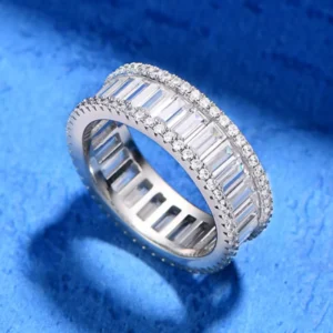 RENSINO Custom Sterling Silver 925 Engagement Ring Full Diamond Classic Cubic Zirconia Luxury Wedding Rings for Women
