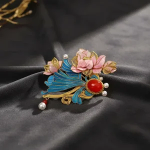 RENSINO Custom Tana Brooch Pins Agate Stone Pink Green Silver Gilt Women’s Jewelry for Wedding Gift Party Bulk Brooches