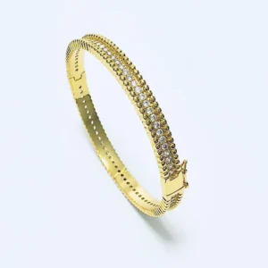 RENSINO Custom Trendy Fashion Style ZicronTennis Bangle 18K Gold Plated Brilliant Zircon Adjustable Geometric Daily Wear Bracelet Bangle