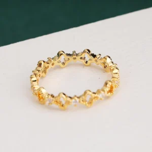 RENSINO Custom Trendy Silver Jewelry High Quality Zircon Gold Plated S925 Sterling Silver Women’s Engagement Ring Gift Fashion Jewelry
